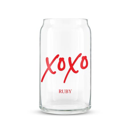 Personalized Can Shaped Drinking Glass - XOXO