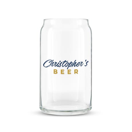 Personalized Can Shaped Drinking Glass - Casual Print - Unique Gift For Him