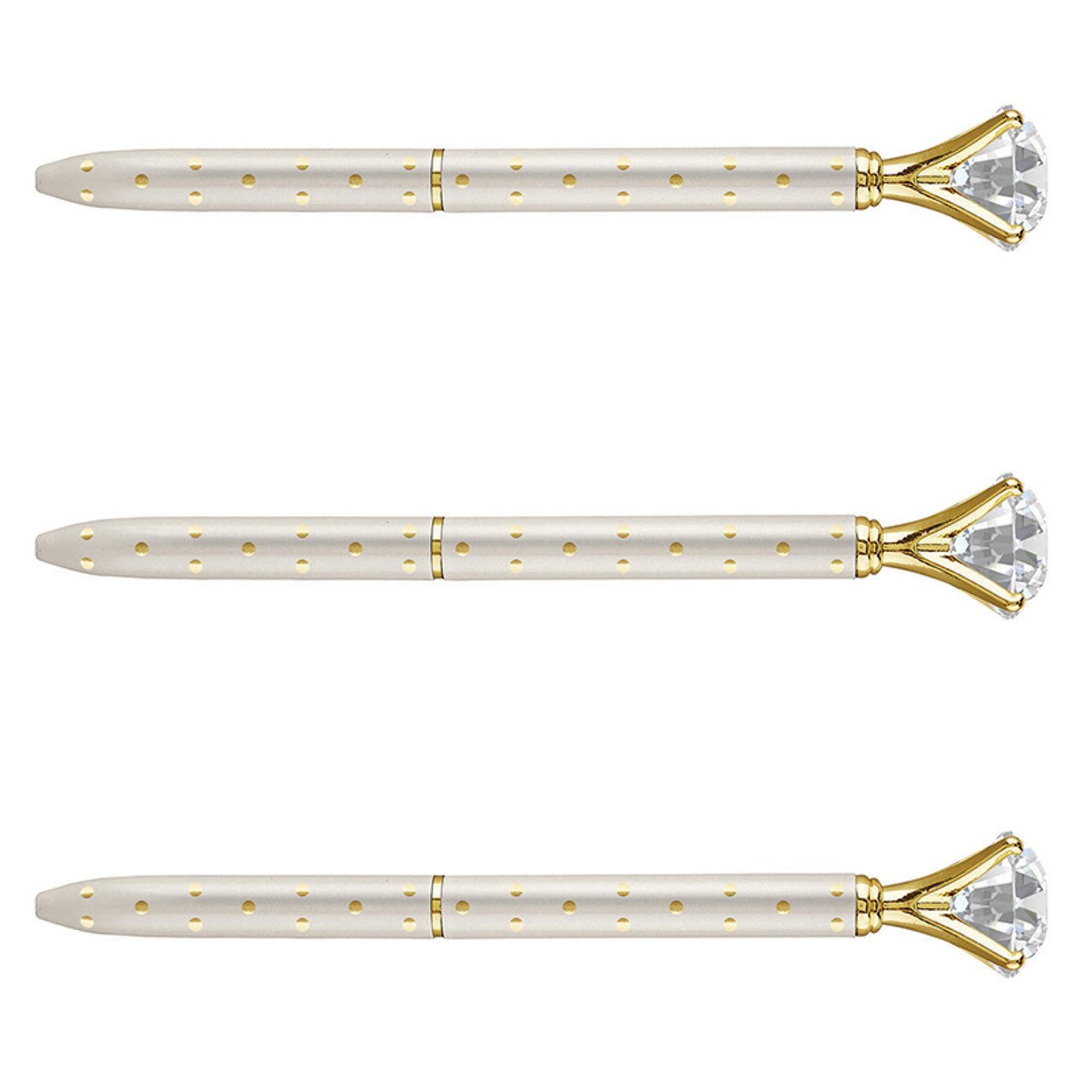 Gem Pens - Ivory/Metallic Dot