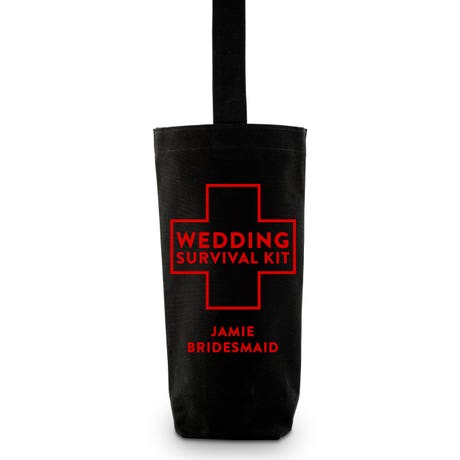 Personalized Reusable Wine Bottle Tote Bag - Wedding Survival Kit