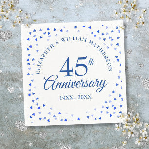 45th 65th Anniversary Love Hearts Confetti Napkins