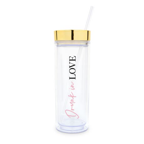 Personalized 17 Oz. Insulated Plastic Drink Tumbler with Lid and Straw - Drunk In Love