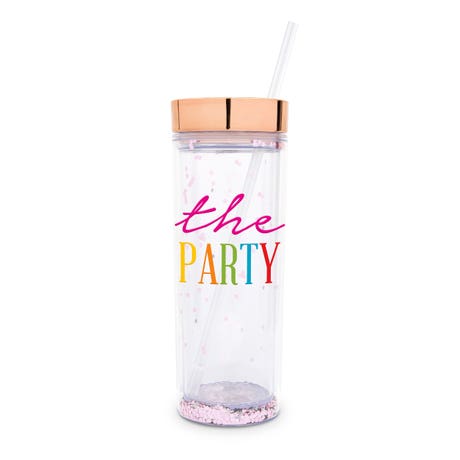 Personalized 17 Oz. Insulated Plastic Drink Tumbler with Lid and Straw - The Party