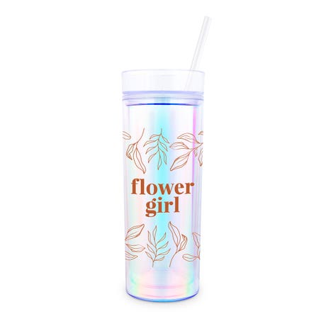 Personalized 17 Oz. Insulated Plastic Drink Tumbler with Lid and Straw - Desert Floral Flower Girl