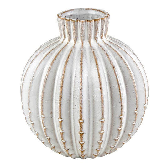 Round Tan Striped Vase