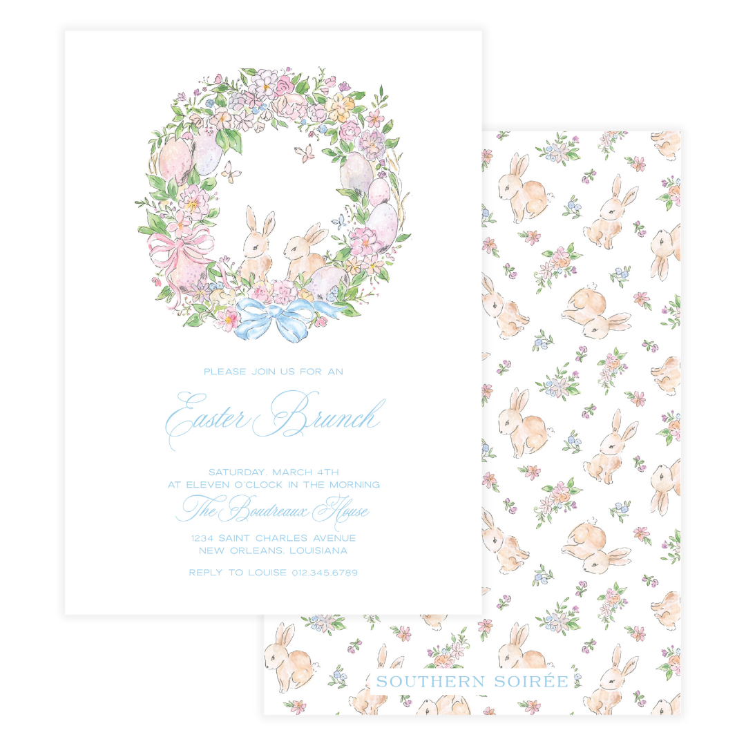 Spring has Sprung Bunny Wreath Invitation (Copy)