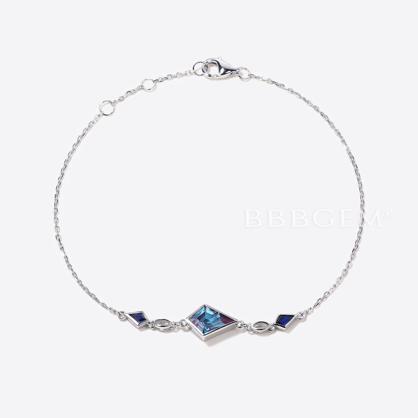 Kite Cut Alexandrite Bracelet Bezel Set Alexandrite Wedding Bracelet