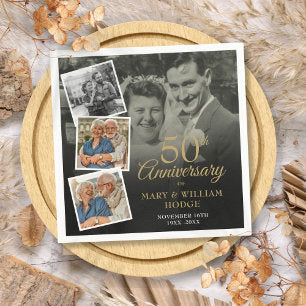 50th Wedding Anniversary 4 Photo Collage Napkins