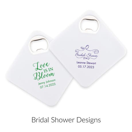 Personalized Plastic Drink Coaster Wedding Favor With Bottle Opener - Bridal Shower | More Occasions