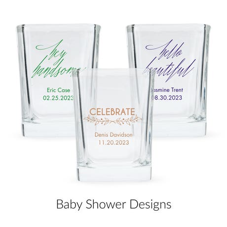 Custom Printed 2 oz. Square Shot Glass Favor - Baby Shower | More Occasions