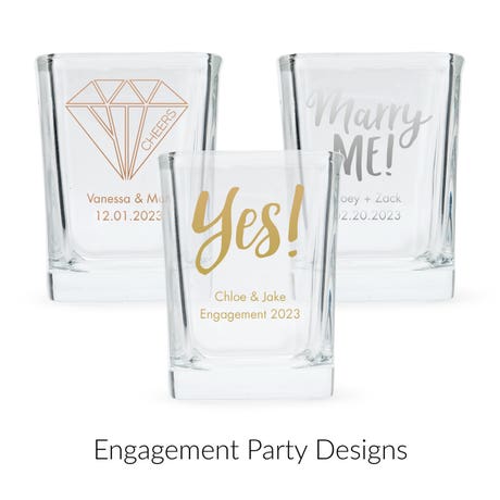 Custom Printed 2 oz. Square Shot Glass Wedding Favor - Engagement Party | More Occasions