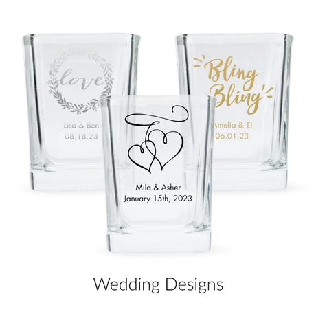 Custom Printed 2 oz. Square Shot Glass Wedding Favor - Wedding | More Occasions