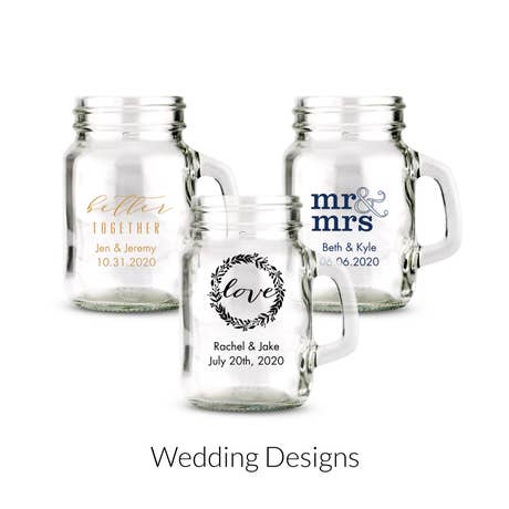 Personalized 4 oz. Mini Mason Jar Shot Glass Wedding Favor - Wedding | More Occasions