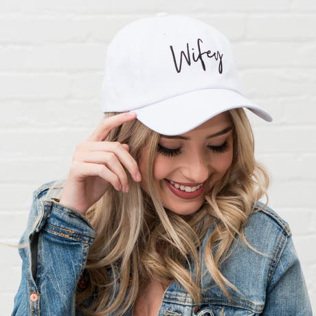 Women's Embroidered Bachelorette Party Dad Hat - Wifey Script