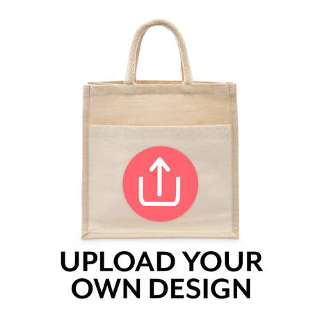 Custom Printed Medium Jute Tote Bag for Wedding or Event - Upload Your Own Design - Unique Gift For Her