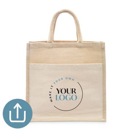 Custom Printed Medium Jute Tote Bag for Corporate Gift - Your Business Logo