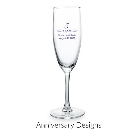 Personalized 5.75 oz. Stemmed Champagne Flute Favor - Anniversary | More Occasions