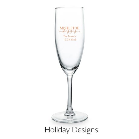 Personalized 5.75 oz. Stemmed Champagne Flute Favor - Holiday | More Occasions