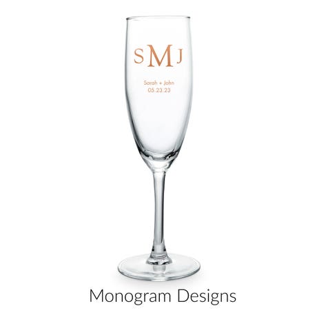 Personalized 5.75 oz. Stemmed Champagne Flute Wedding Favor - Monograms | More Designs