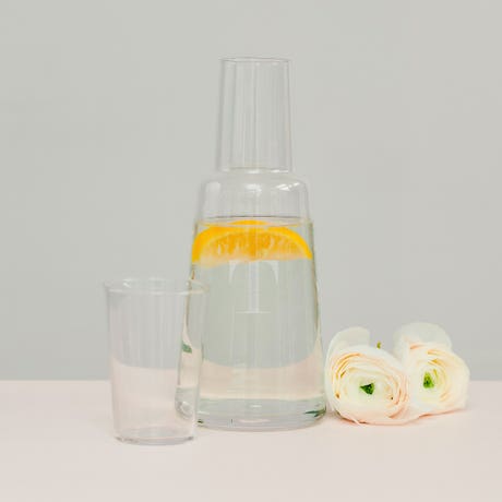 Monogram Engraved Bedside Water Carafe And Glass Set - Traditional Monogram - Unique Gift for Her