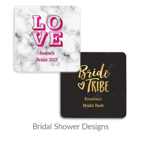 Personalized Square Marble Paper Drink Coaster Wedding Favors - Bridal Shower | Pack of 50 | More Occasions