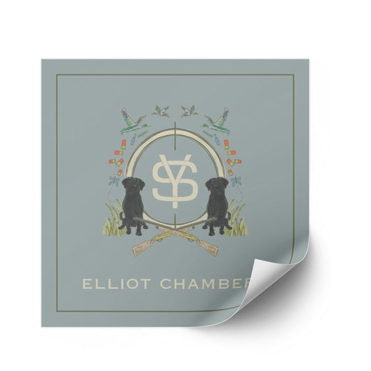 Black Lab Duck Hunting Blue Crest Sticker