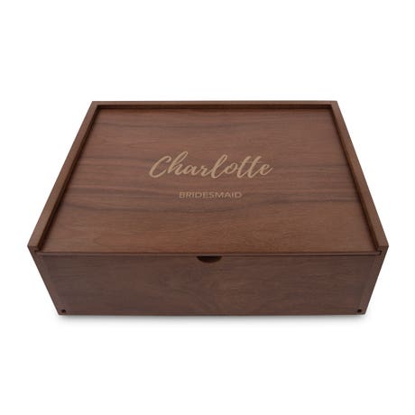 Custom Engraved Wood Gift Box with Sliding Lid - Calligraphy