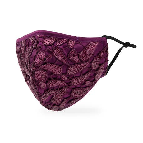 Luxury Adult Reusable, Washable Cloth Face Mask With Filter Pocket - Purple Garnet