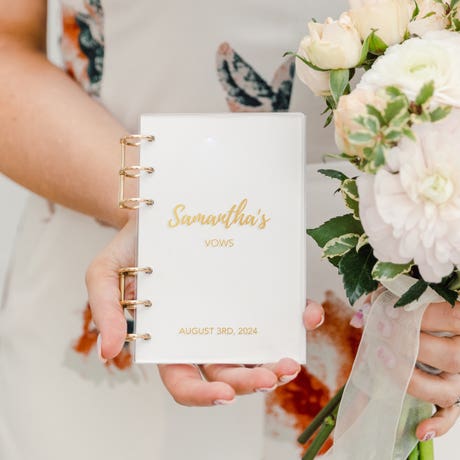 Personalized Clear Acrylic Vow Pocket Notebook - Calligraphy