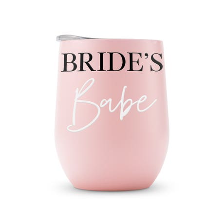 Personalized 12 oz. Stemless Travel Tumbler - Bride's Babe