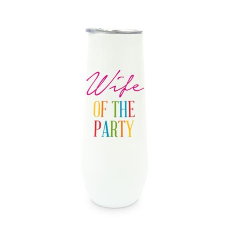 Personalized 8 oz. Stainless Steel Champagne Flute Tumbler - Wife of the Party