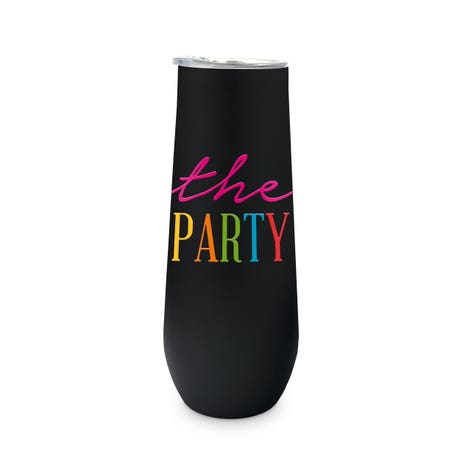 Personalized 8 oz. Stainless Steel Champagne Flute Tumbler - The Party