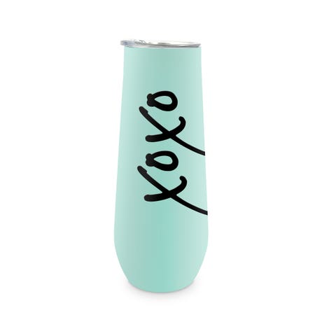Personalized 8 oz. Stainless Steel Champagne Flute Tumbler - XOXO