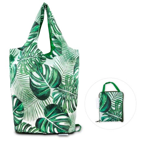 Reusable Foldable Compact Tote Bag - Monstera Leaf - Unique Reusable Bag For Her