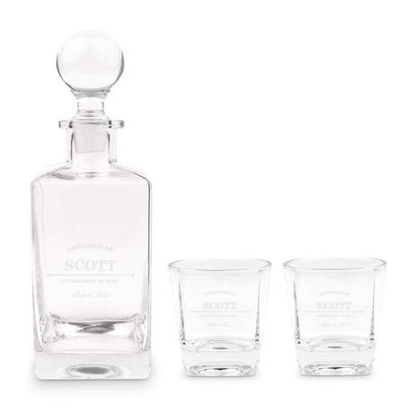 Custom Engraved Whiskey Decanter Gift Set - Established Groomsman