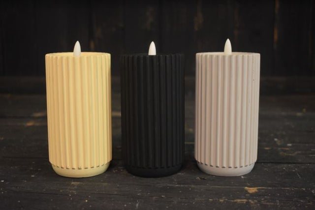Cream Ribbed LED Candle