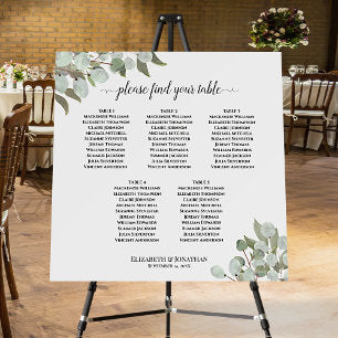 5 Table Eucalyptus Greenery Wedding Seating Chart Foam Board