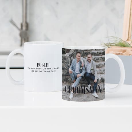Custom Printed 11 oz. White Ceramic Photo Mug - Groomsman