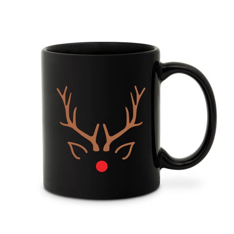 Custom Printed Black 11 oz. Ceramic Coffee Mug - Rudolph