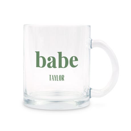 Personalized 11 oz. Clear Glass Coffee Mug with Handle - Desert Floral Babe