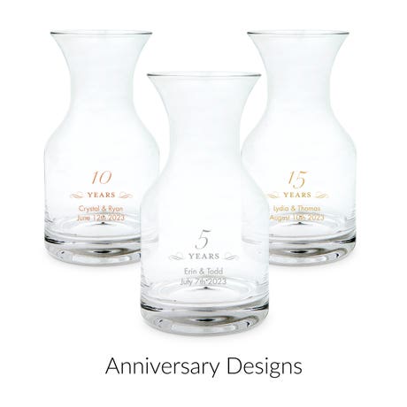 Personalized 5 oz. Individual Glass Wine Carafe Wedding Favor - Anniversary | More Occasions