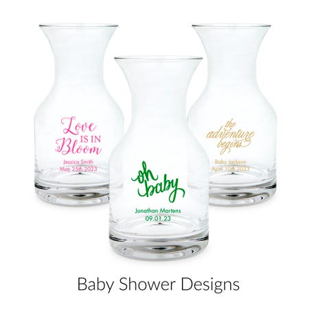 Personalized 5 oz. Individual Glass Wine Carafe Wedding Favor - Baby Shower | More Occasions