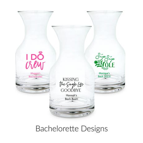 Personalized 5 oz. Individual Glass Wine Carafe Wedding Favor - Bachelorette | More Occasions