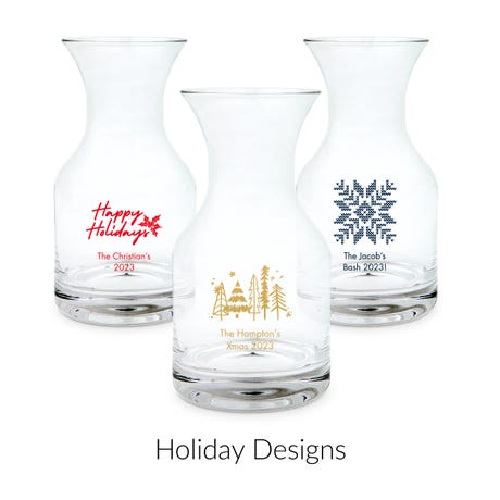 Personalized 5 oz. Individual Glass Wine Carafe Wedding Favor - Holiday | More Occasions