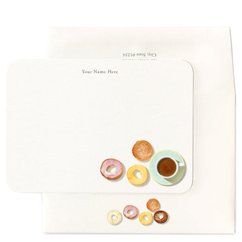 Doughnuts And Coffee Personalized Note Cards