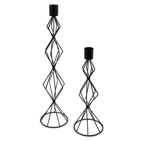 Tall Geo Votive Candle Holders - Black - Set of 2
