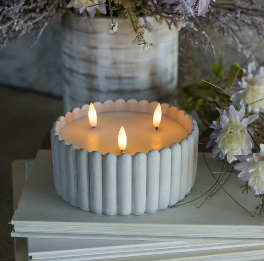 Gray Cement 3 Wick Timer Candle