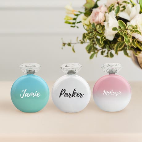 Personalized 5 oz. Round Shimmer-Colored Stainless Steel Hip Flask - Calligraphy - Unique Gift for Her