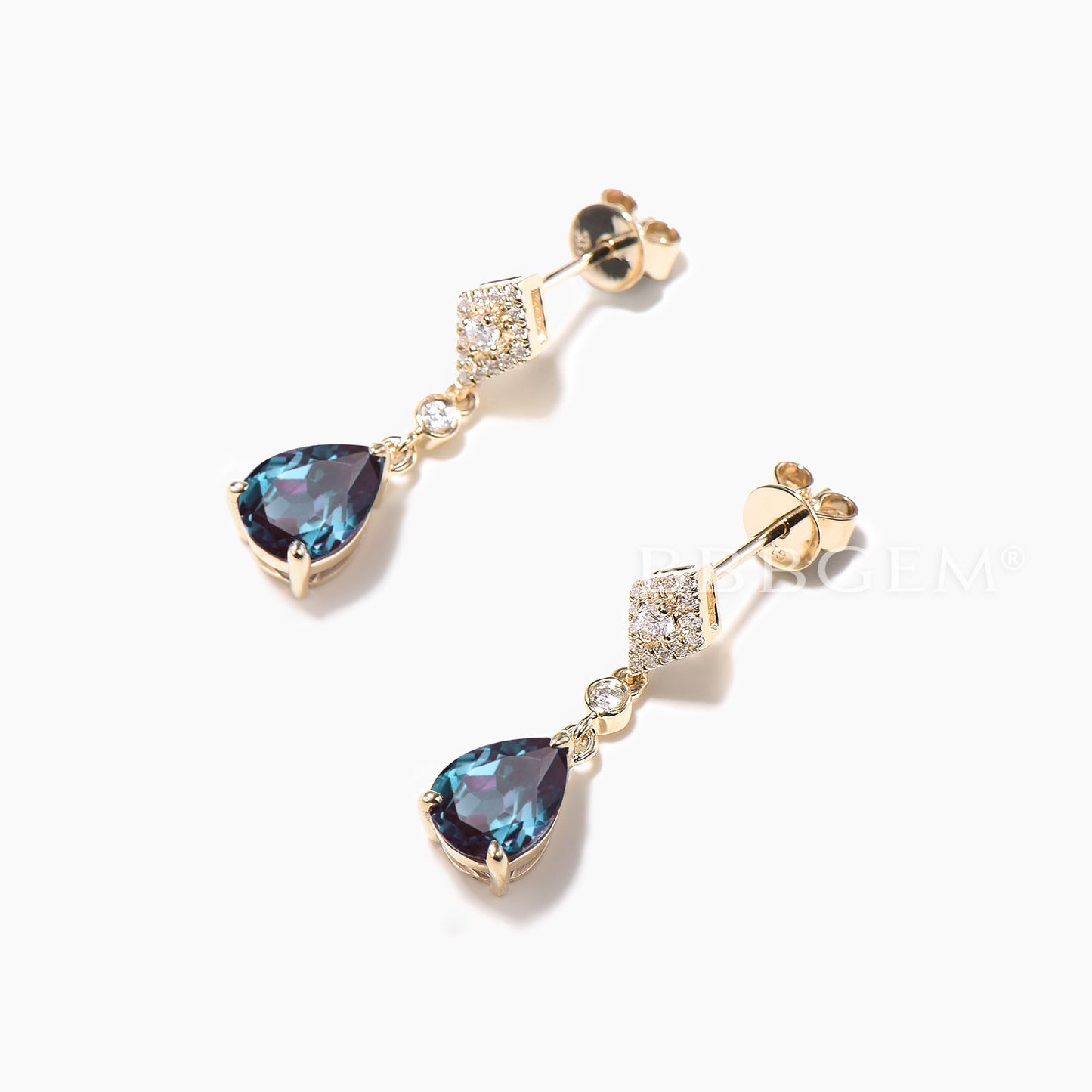 1CT Pear Cut Color-change Alexandrite Drop Earrings Diamond Earrings