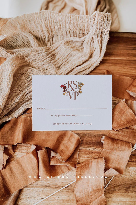 70S Floral RSVP Response Card | Christine